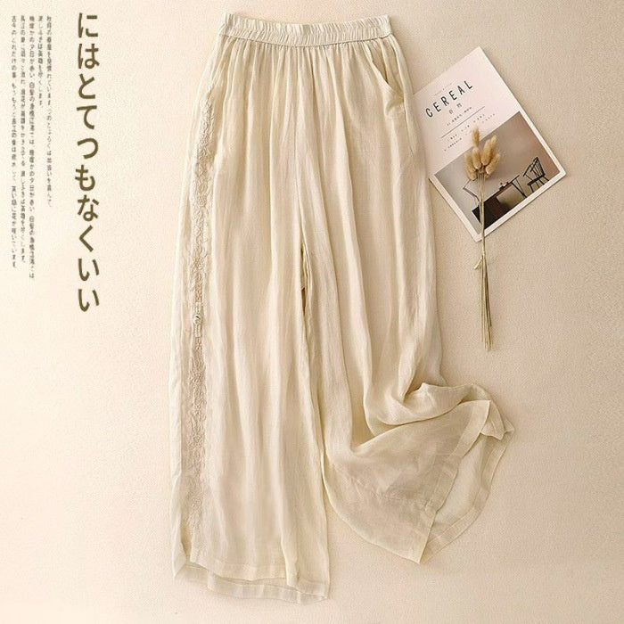 Linnea Embroidered Linen Trousers 4