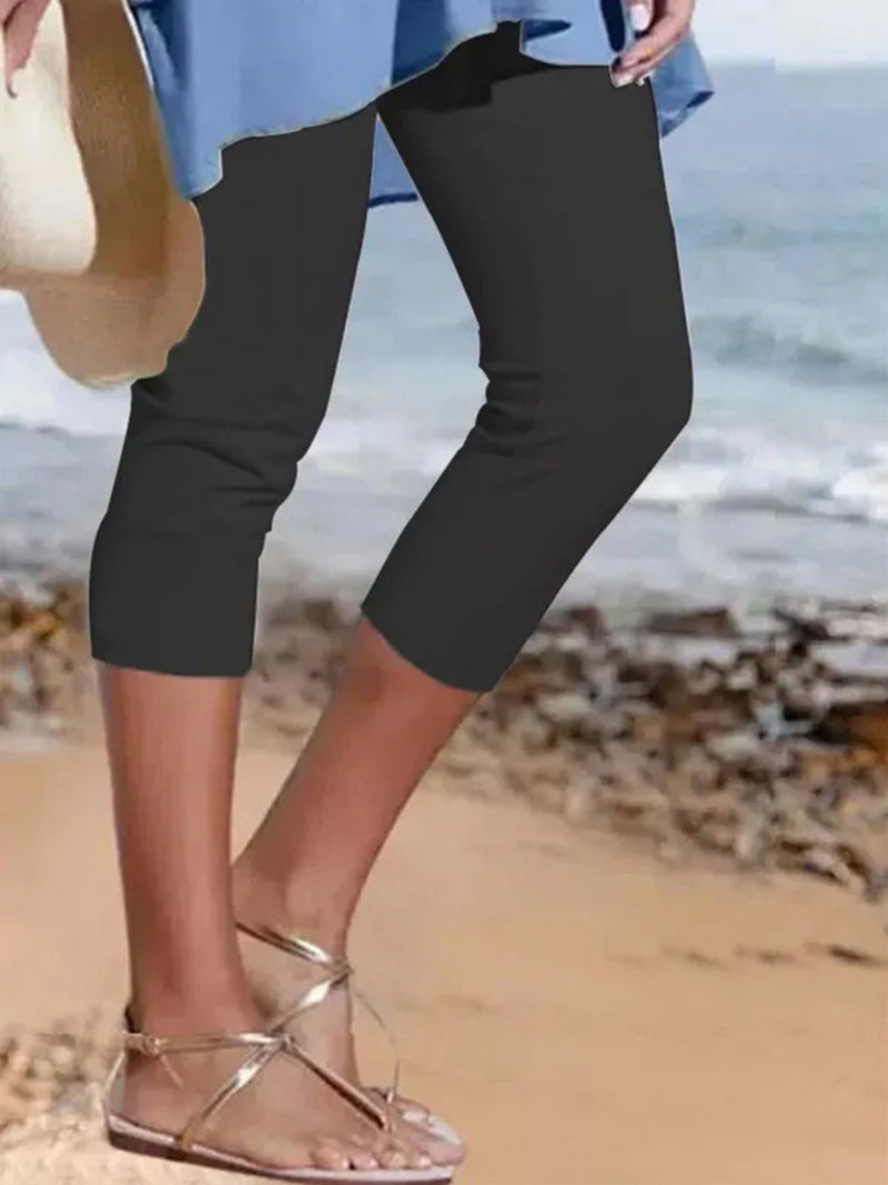 Full Size Cropped Casual Leggings Plus Size | Hazel & June Black