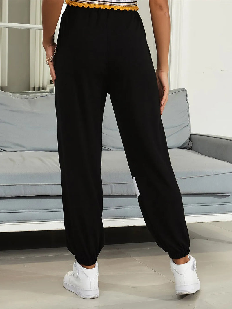 Drawstring Contrast Joggers with Pockets 2