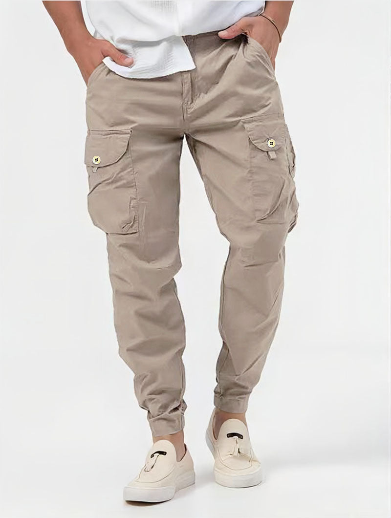 Beck Structured Cargo Trousers — Light Khaki