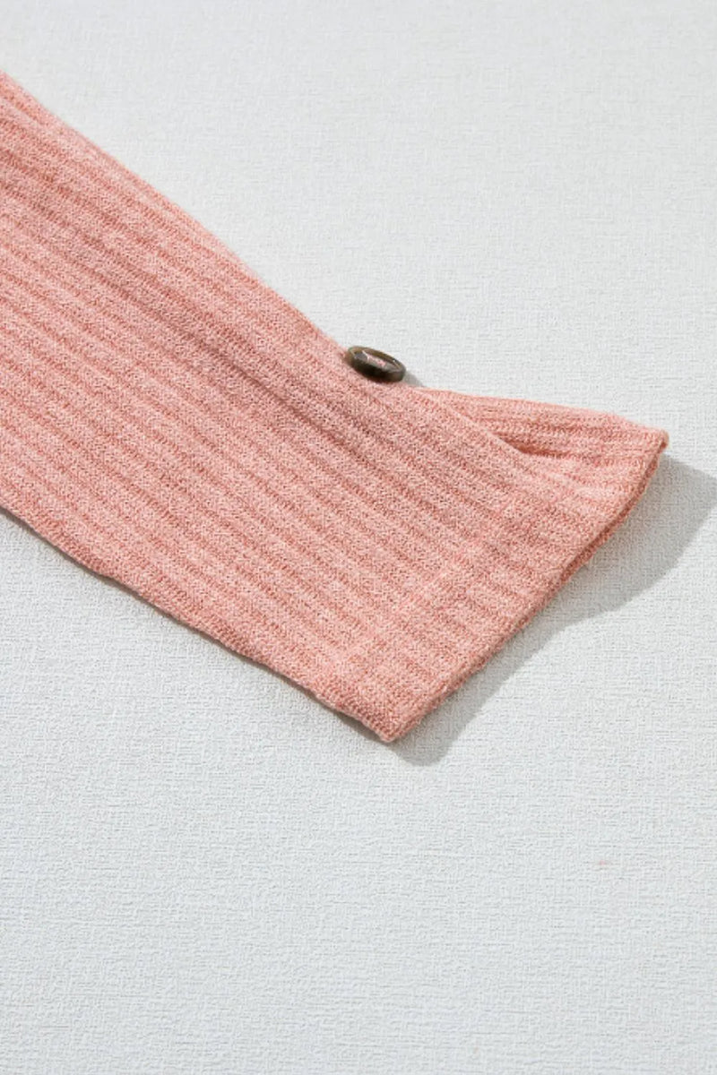 Quarter Button Round Neck Dropped Shoulder Knit Top 6
