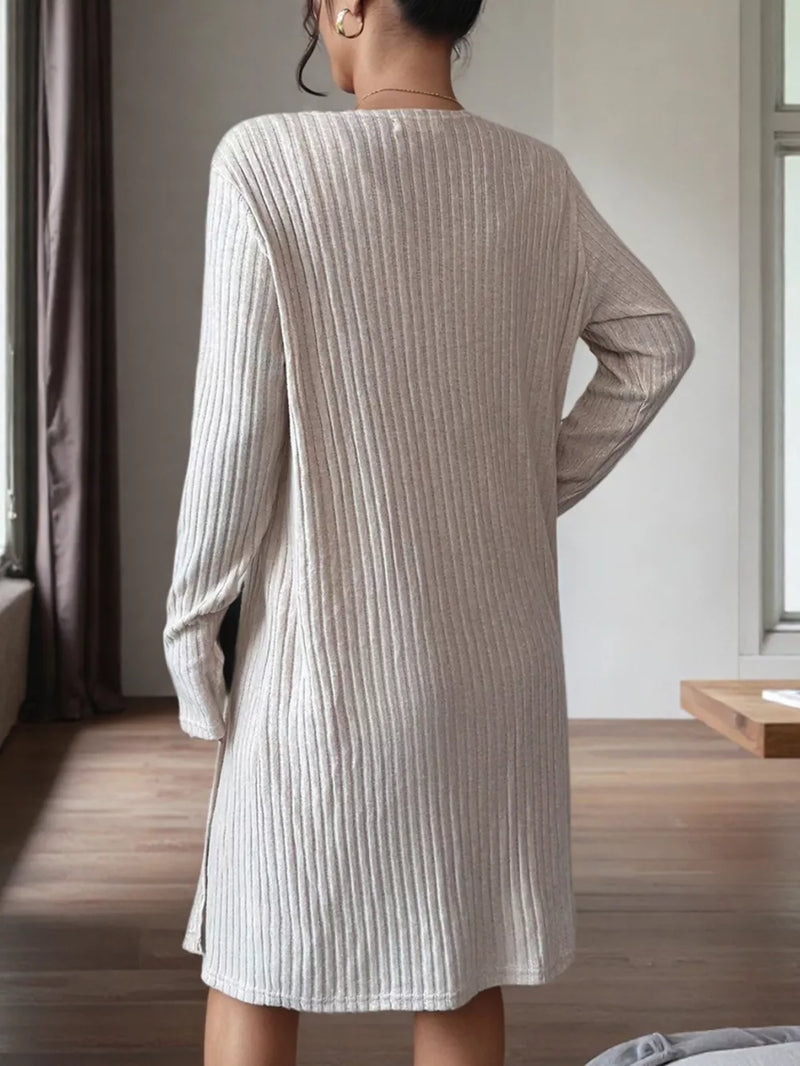 Ribbed Knit Tank Dress and Cardigan Set 3