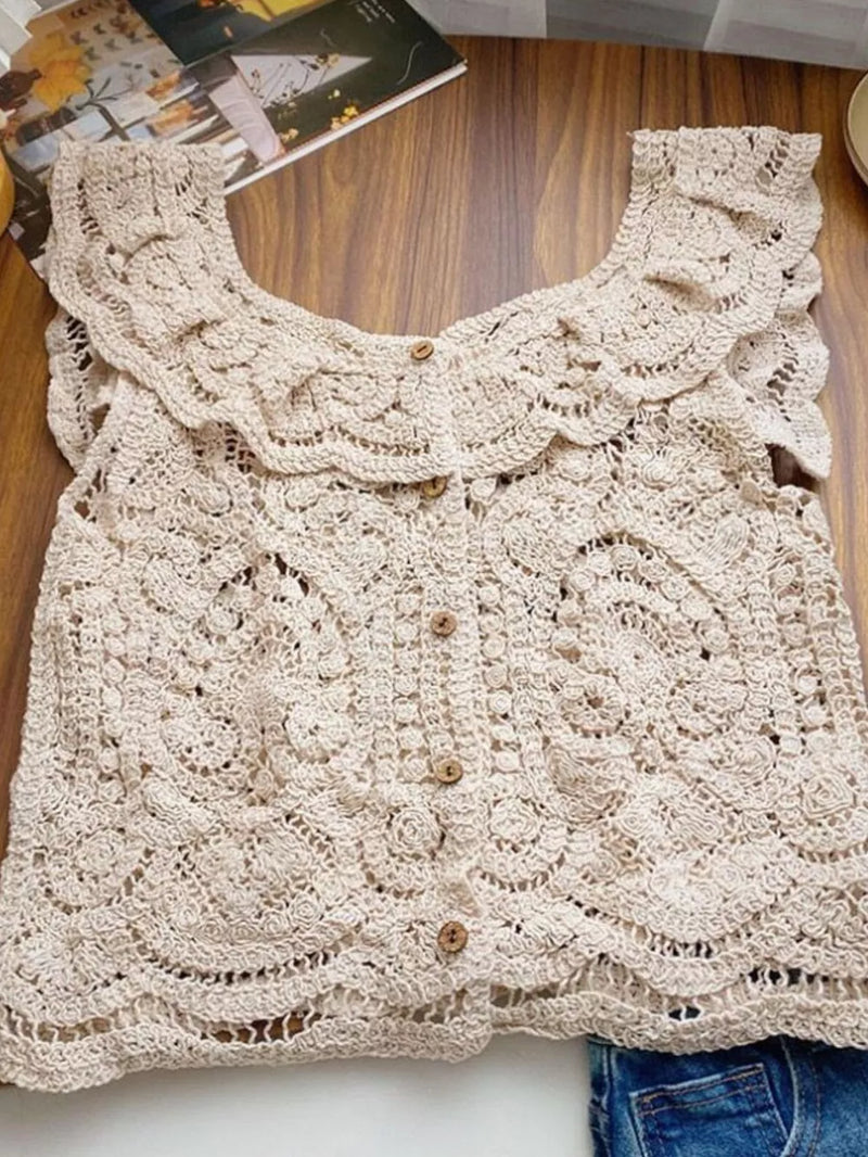 Crochet Lace Button Up Cardigan 3