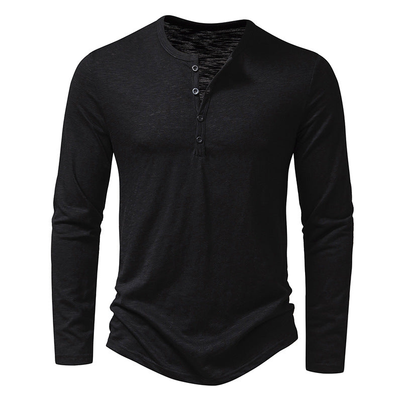 Theo Long-Sleeve Basic Tee in Black