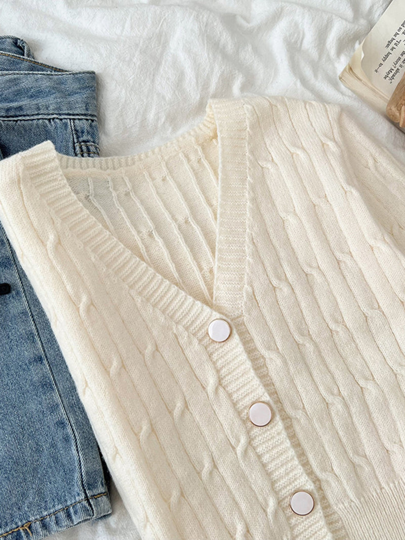 Texture Knit Button Down Cardigan | Hazel & June Apricot