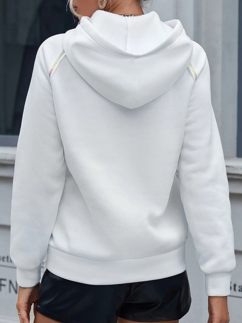 Ivy Lane Contrast Stitching Drawstring Raglan Sleeve Hoodie 2