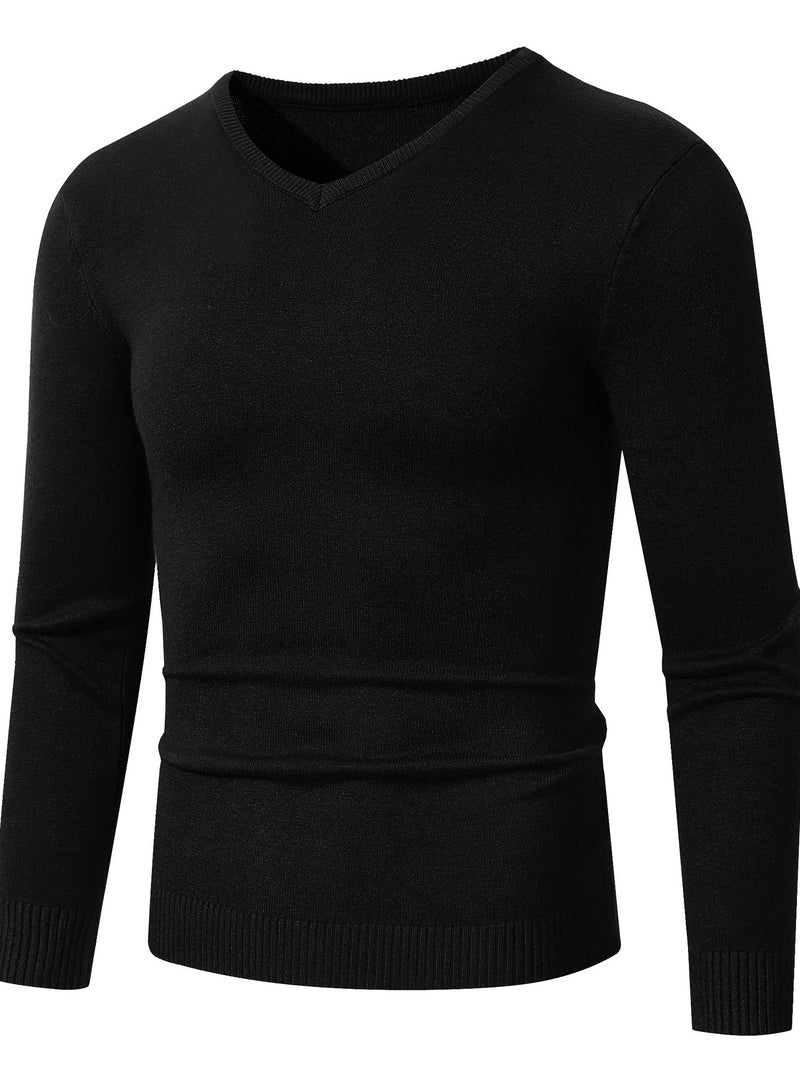Men's Plus Size Ribbed Hem Long Sleeve Sweater | Hazel & June Black