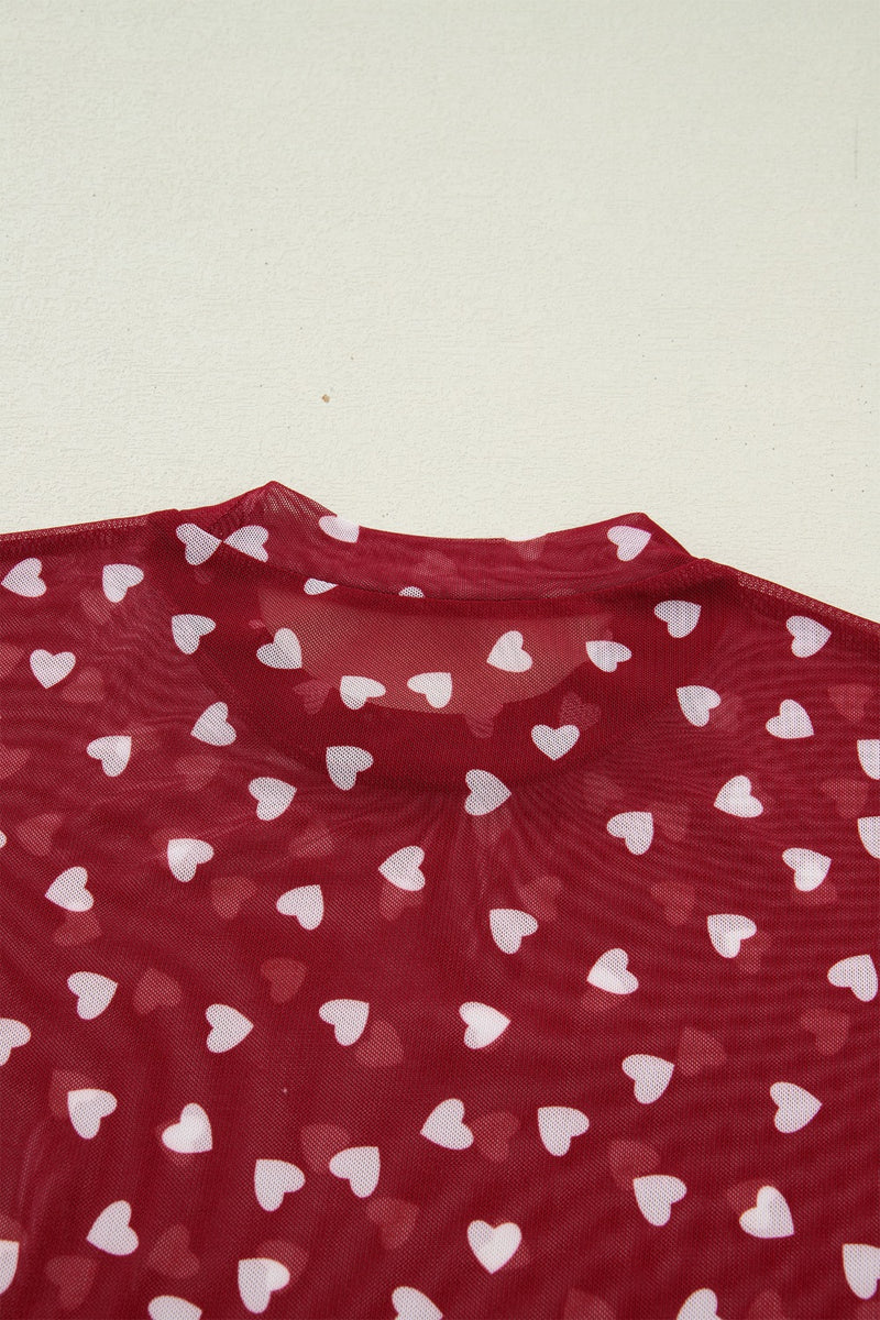 Sheer Heart Print Fitted Top 7