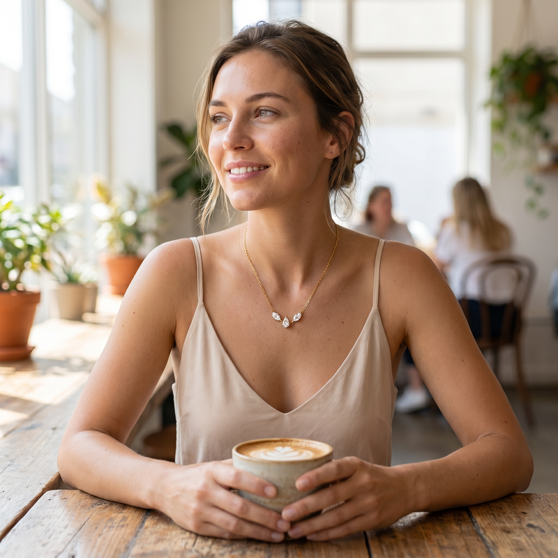 Aria French Zircon Stainless Steel Necklace — lifestyle