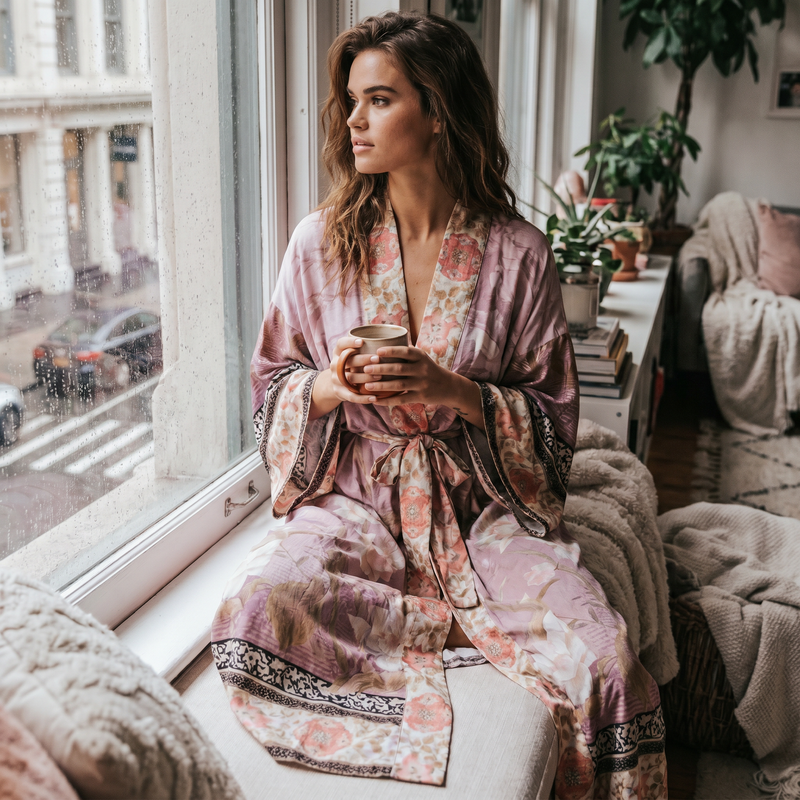 Floral Kimono Robe Maxi Dress — lifestyle