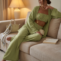 Conjunto Lounge de Lino 3 Piezas Verde Salvia