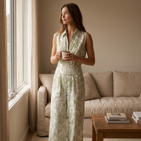 Sage Jacquard Vest & Wide-Leg Set