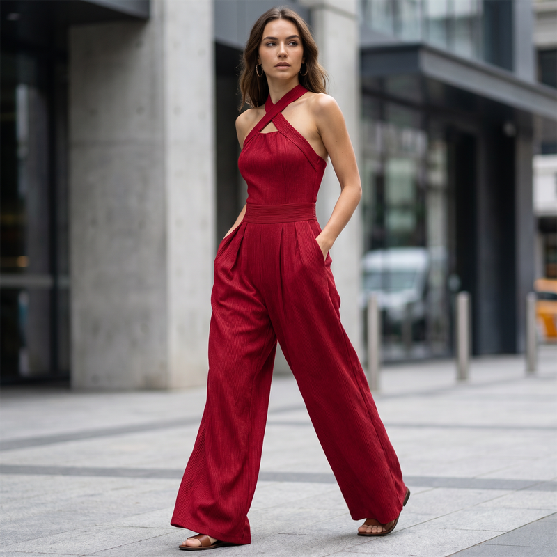 Cross-Halter Wide-Leg Jumpsuit — lifestyle