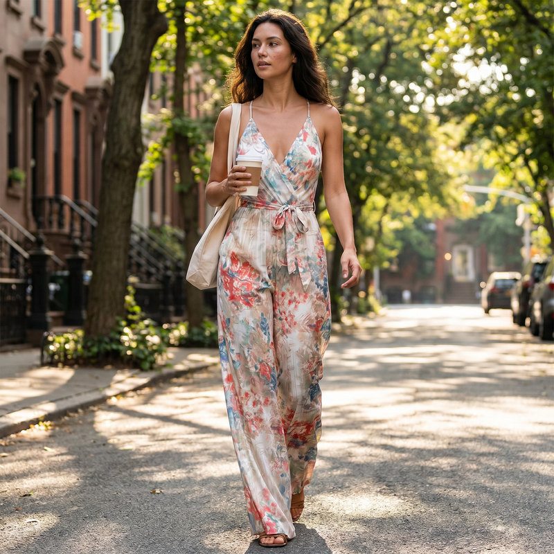 Floral Wide-Leg Belted Jumpsuit — lifestyle
