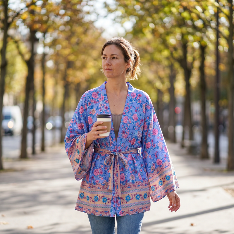 Sage Floral Paisley Boho Kimono — lifestyle