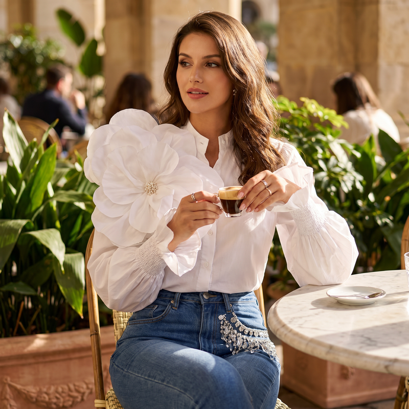 Liora Bloom Lantern-Sleeve Blouse — lifestyle