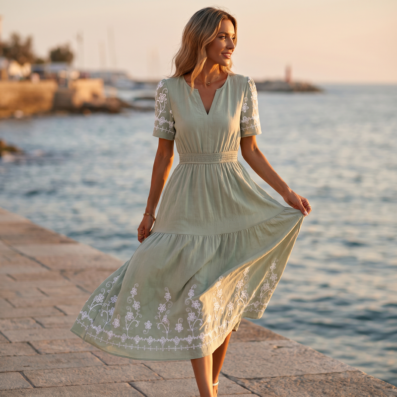 Wildflower Embroidered Midi Dress — lifestyle