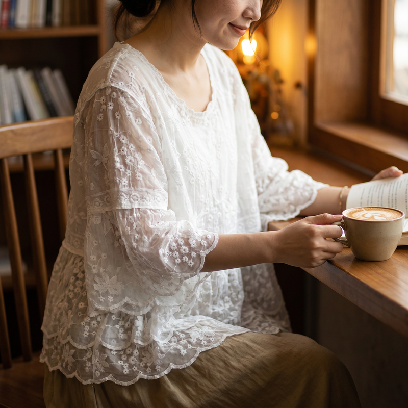Wisteria Crochet Lace Top — lifestyle