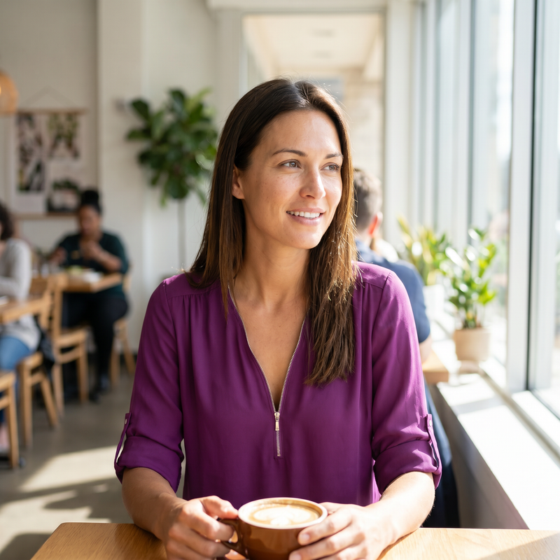 Harlow Zip V-Neck Top — lifestyle