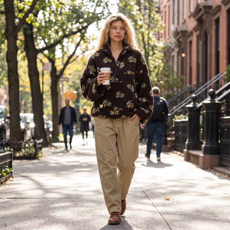 Mabel Floral Fleece Pullover — lifestyle