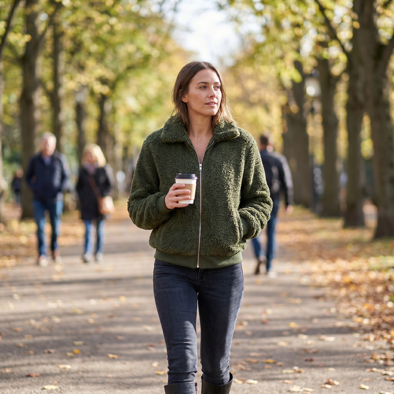 Olive Velvet Collar Jacket — lifestyle