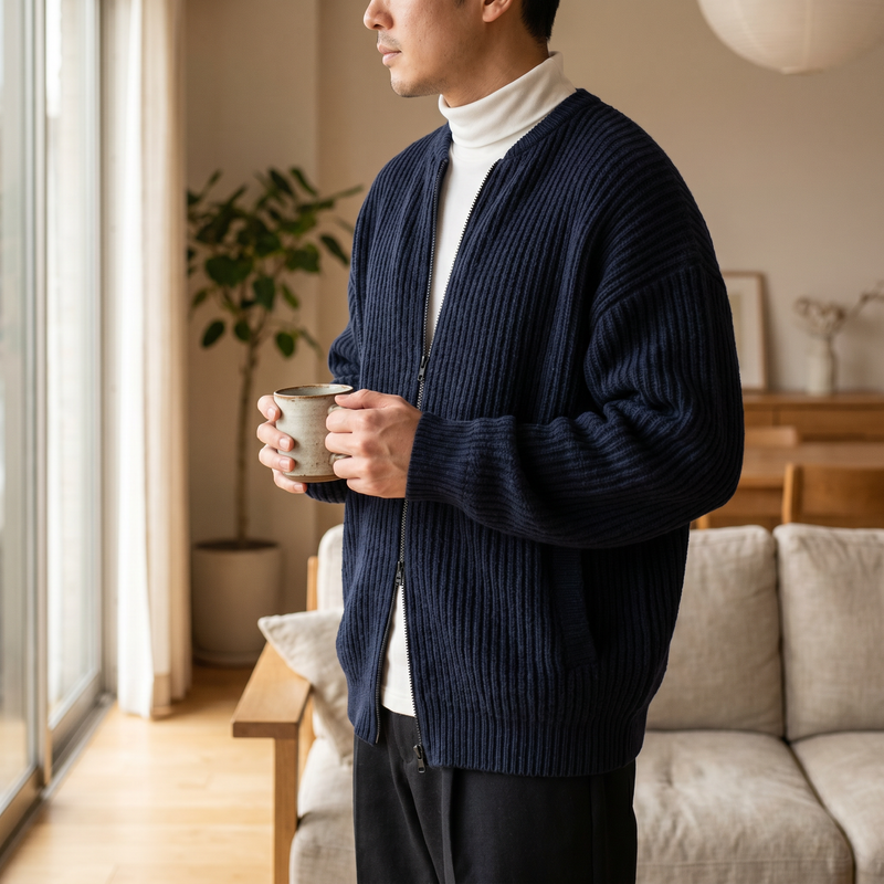 Hugo Zip Knit Cardigan — lifestyle