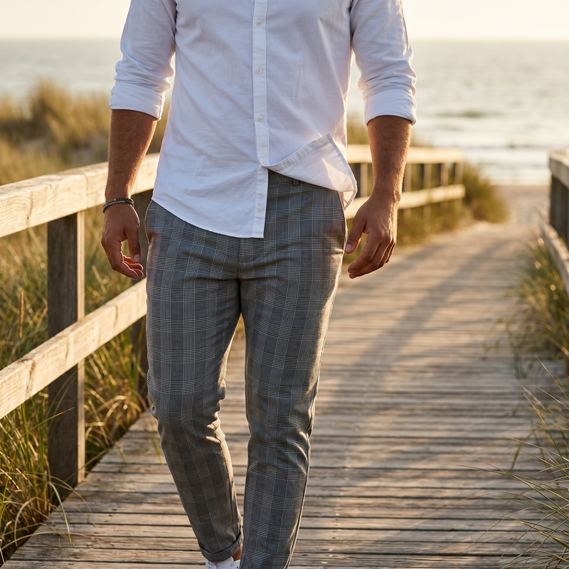 Milo Plaid Casual Trousers — lifestyle