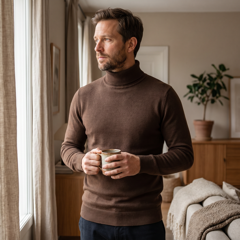 Mercer Black Turtleneck Sweater — lifestyle