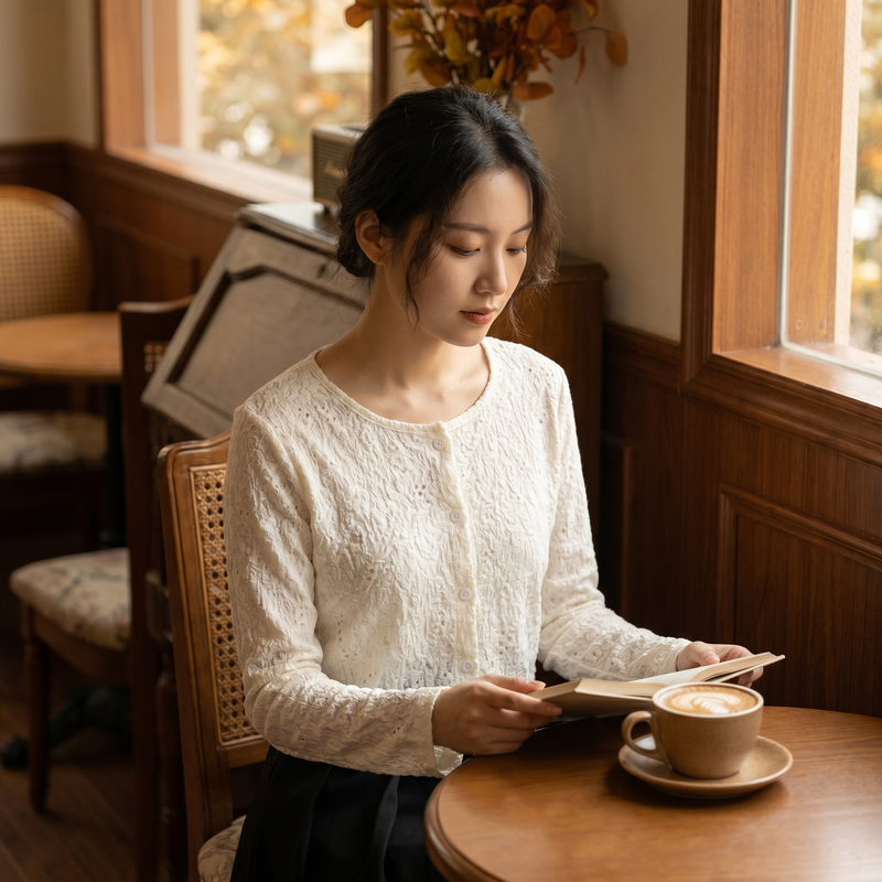 Lace Lightweight Button Up Cardigan — lifestyle