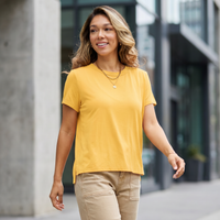 Camiseta básica de bambú de talla completa con cuello redondo y manga corta Plus Size