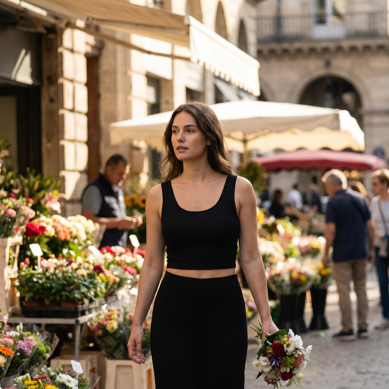 Scoop Neck Cropped Tank Top — lifestyle