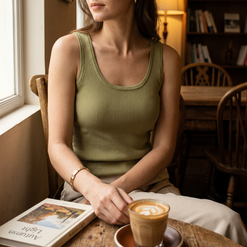 Plus Size Ribbed Knit Scoop Neck Tank Top — lifestyle