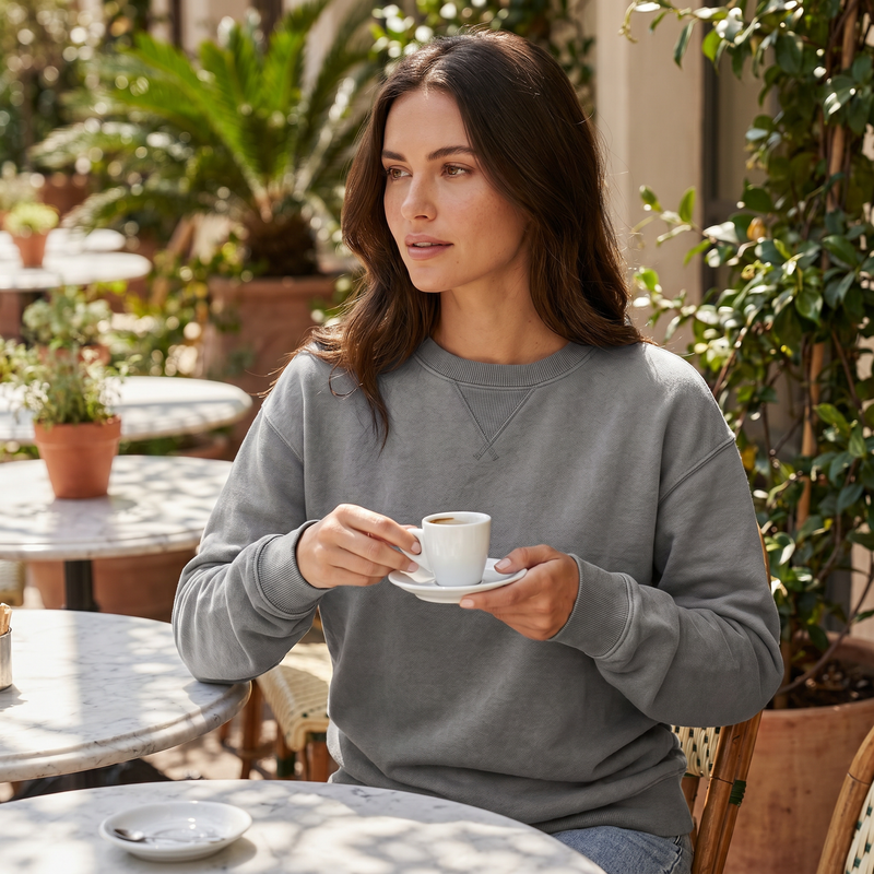 Casual Solid Color Crew Neck Sweatshirt — lifestyle