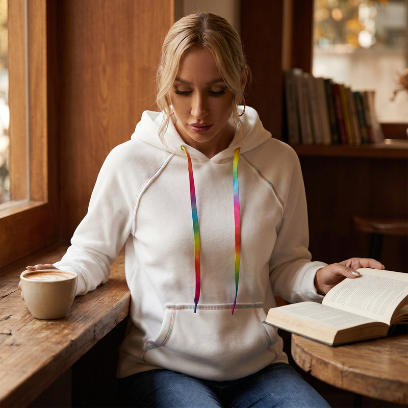 Ivy Lane Contrast Stitching Drawstring Raglan Sleeve Hoodie — lifestyle