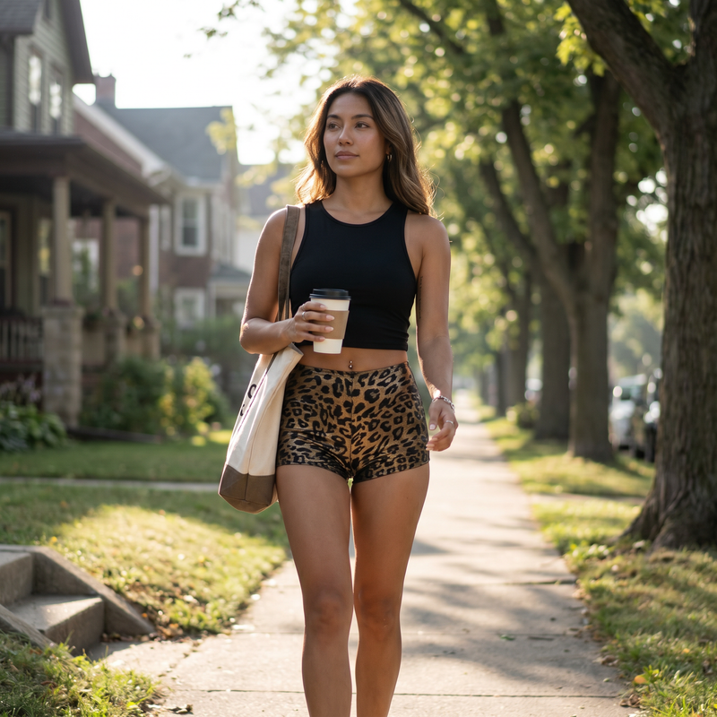 Leopard Mid-Rise Waist Shorts — lifestyle