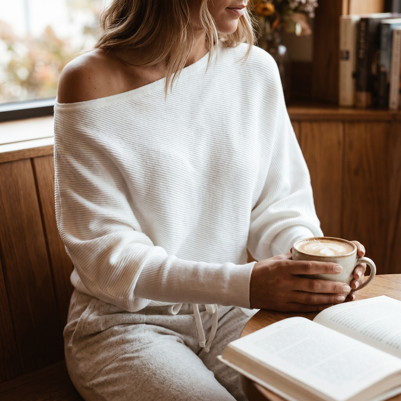 Single Shoulder Ribbed Knit Top — lifestyle