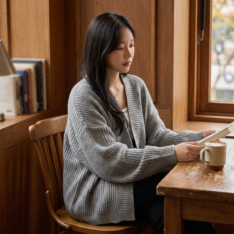 Open Front Oversized Knit Cardigan — lifestyle