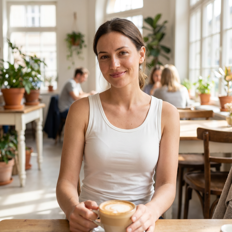 Scoop Neck Wide Strap Tank — lifestyle