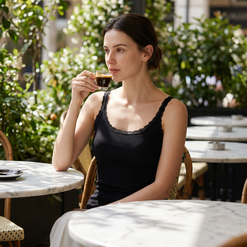 Lace Trim Scoop Neck Cami Top — lifestyle