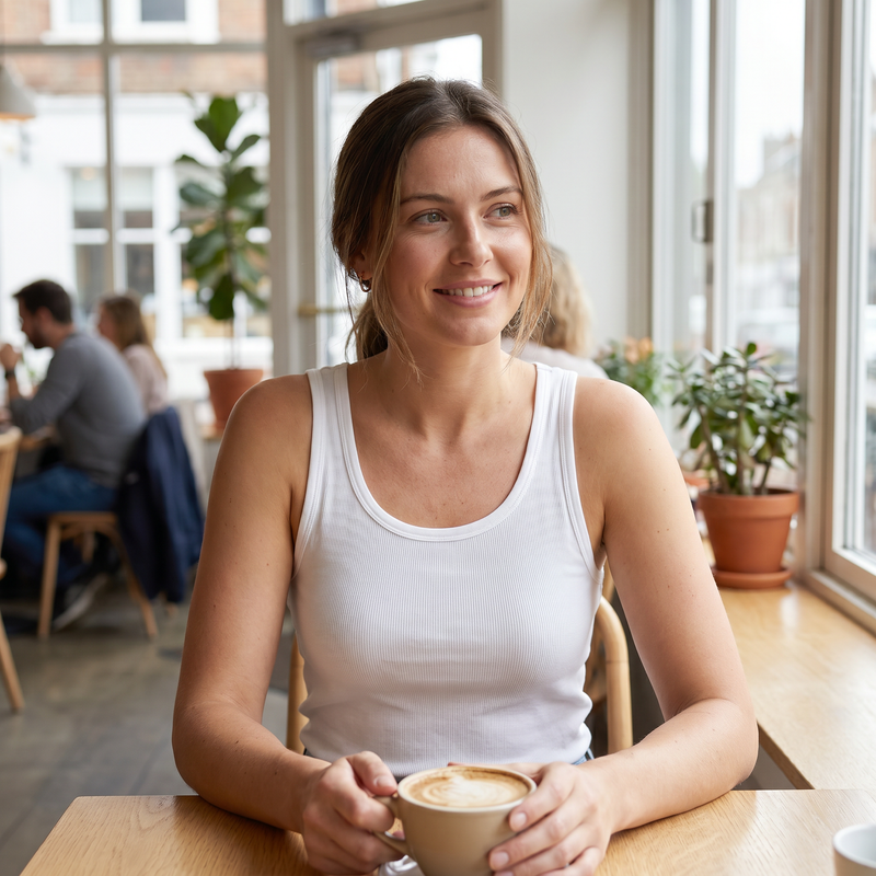 Round Neck Wide Strap Tank — lifestyle