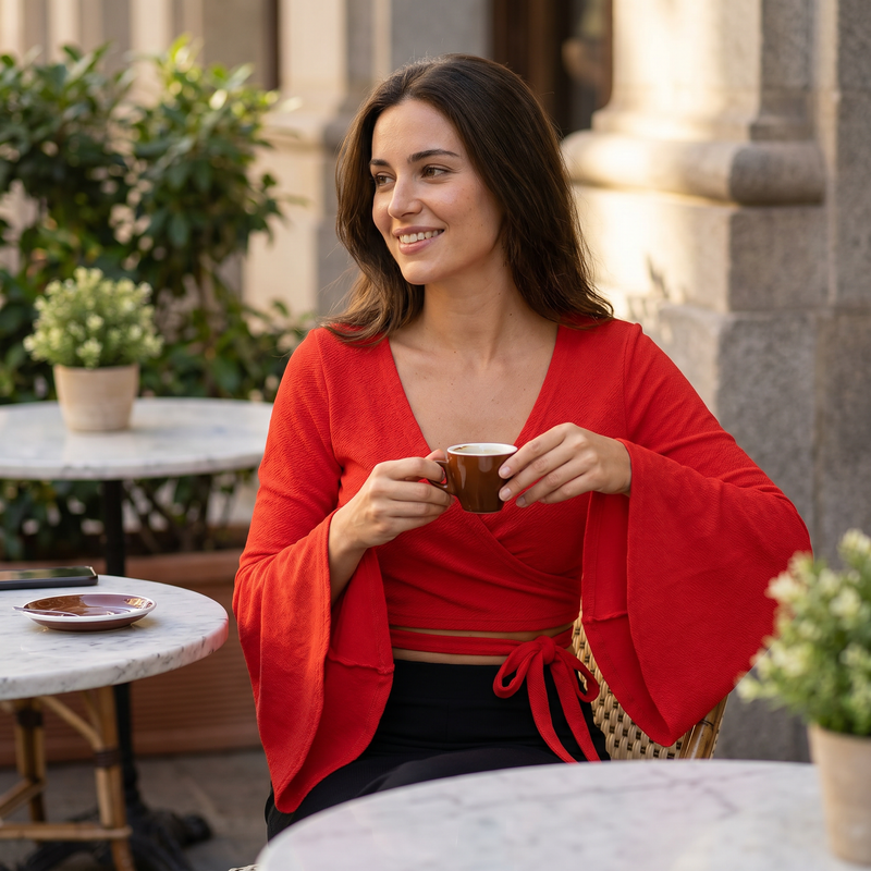 Tied Flare Sleeve Top — lifestyle