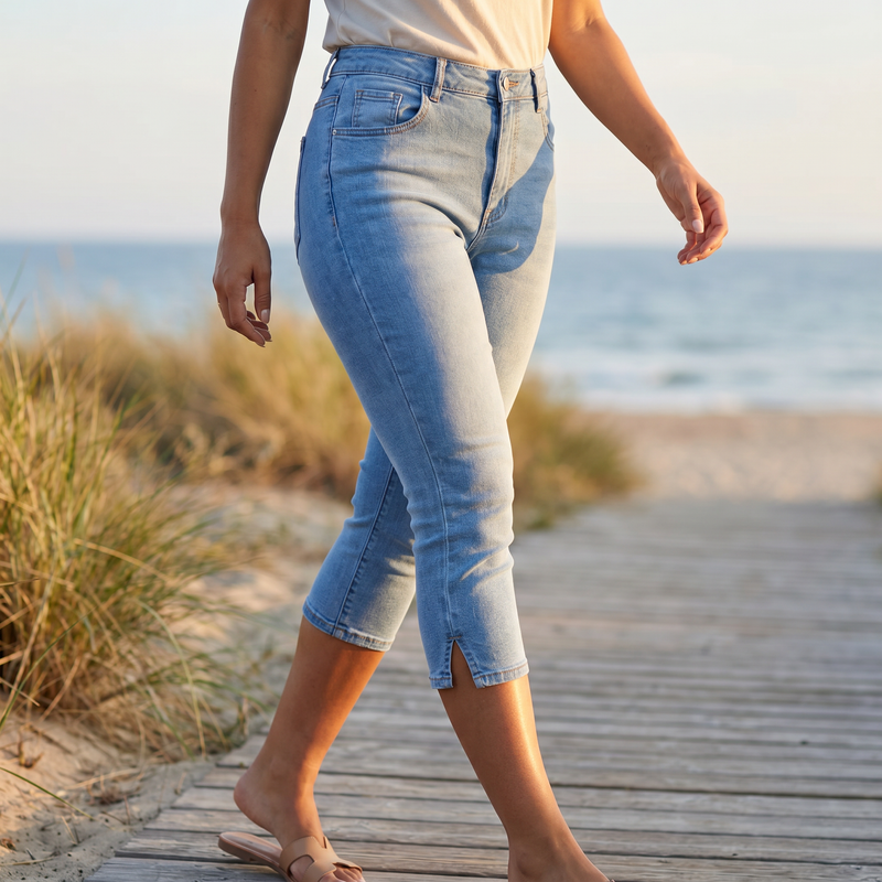 Side Slit Skinny Jeans with Pockets — lifestyle