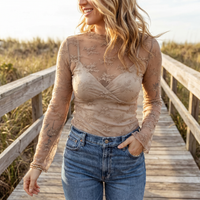 Surplice Cami and Lace Long Sleeve Cover Up Set