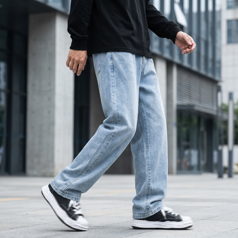 Men's Full Size Wash Wide Leg Jeans Plus Size — lifestyle
