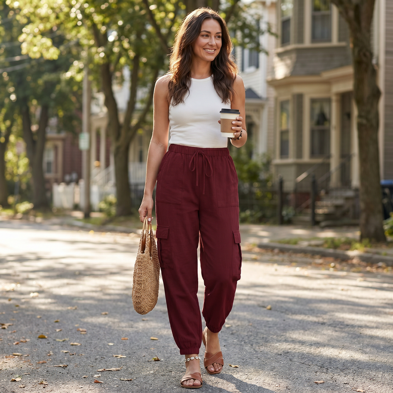 Drawstring Joggers with Cargo Pockets — lifestyle