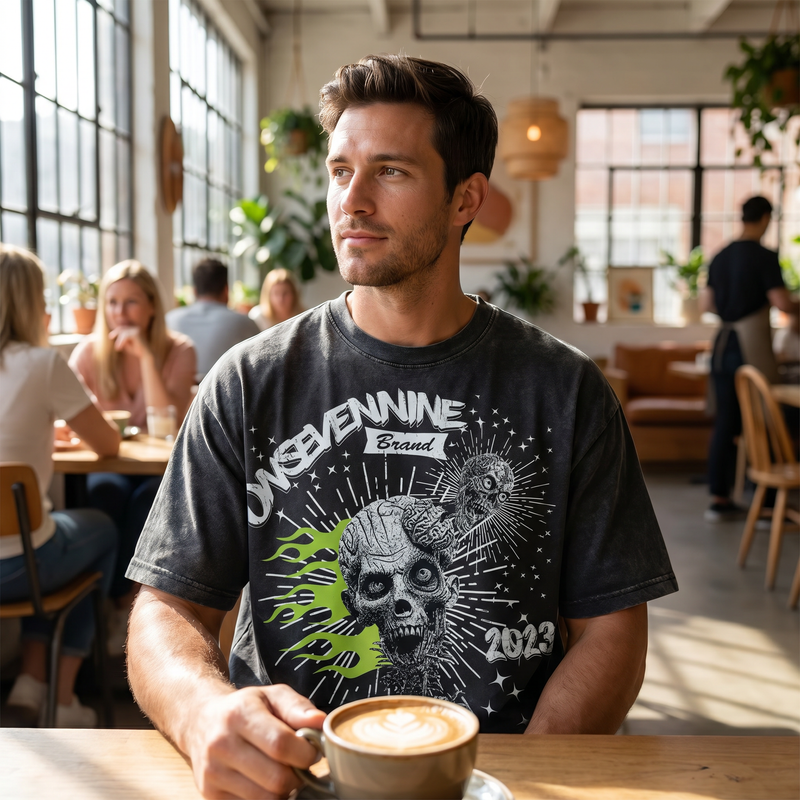 Men's Skull Graphic Round Neck Tee — lifestyle