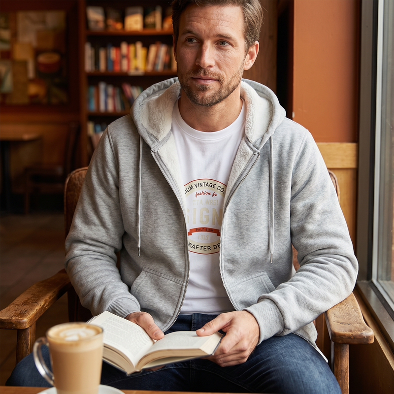 Men's Plus Size Fleece Lined Zip-Up Hoodie — lifestyle