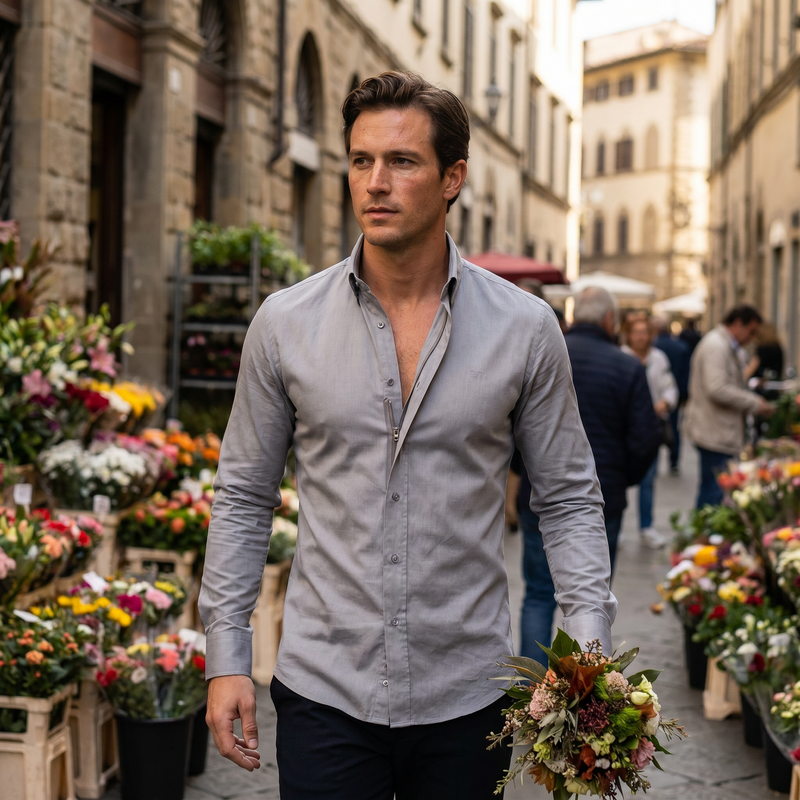Men's Classic Button-Down Long Sleeve Business Shirt — lifestyle