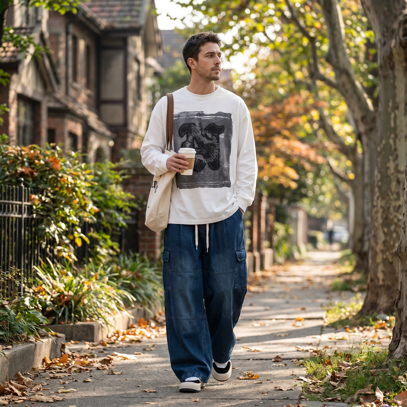 Men's Full Size Loose Fit Cargo Jeans Plus Size — lifestyle