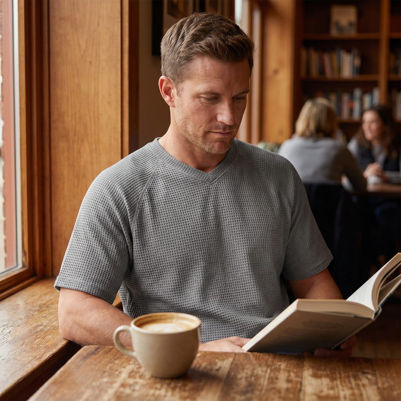 Raglan Waffle-Knit Tee — lifestyle